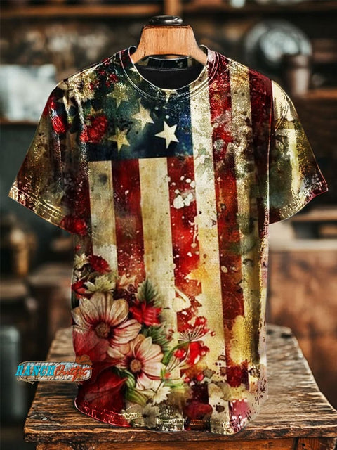 American Flag Print Casual Top