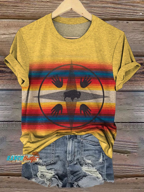 Ethnic Tribal Art Print Casual T-shirt