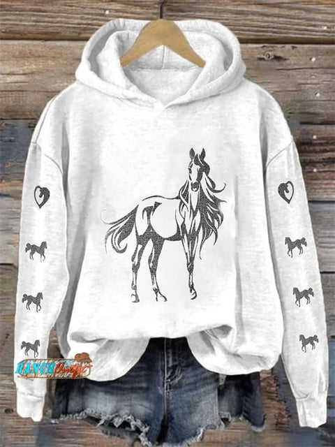 Women's Retro Casual Horse Print Sweatshirt