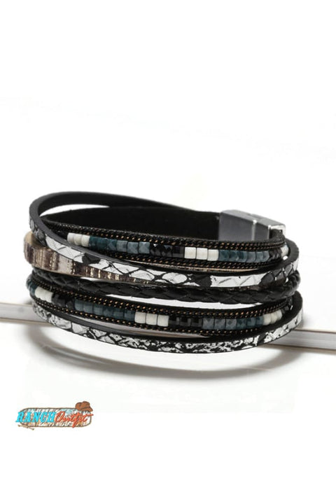 Bohemian Braided Leather Bracelet Black Accessories