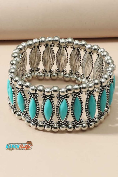 Bohemian Hollow Out Beaded Bracelet Blue Accessories