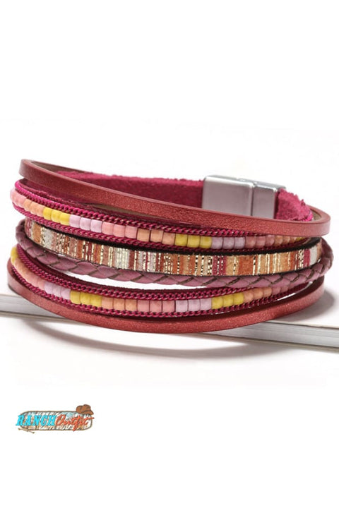 Bohemian Braided Leather Bracelet Red Accessories