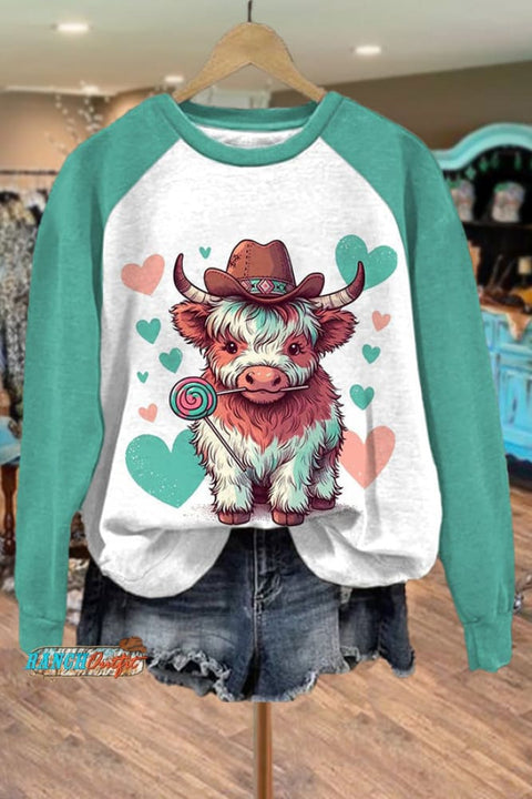 Cute Highland Cow Print Sweatshirt