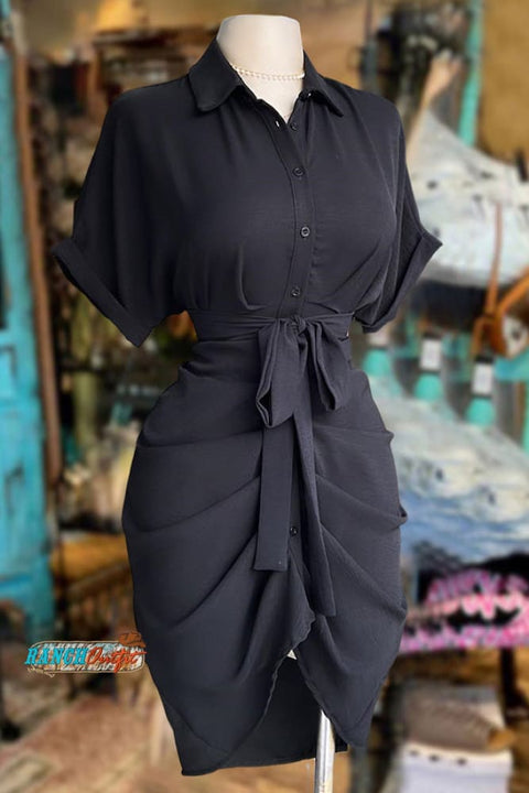 Casual Ruched Shirt Dress