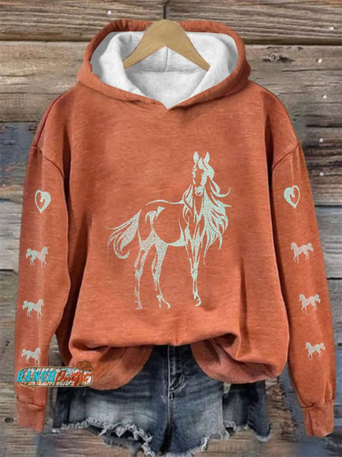 Women's Retro Casual Horse Print Sweatshirt