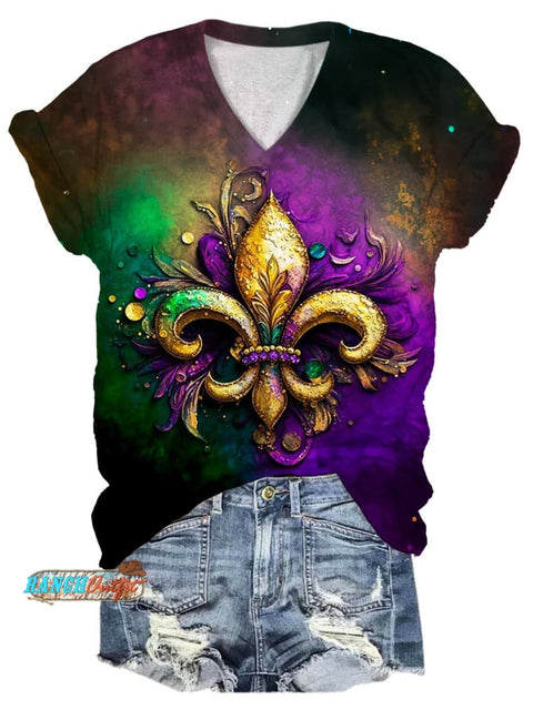 Mardi Gras Sign V-Neck T-Shirt