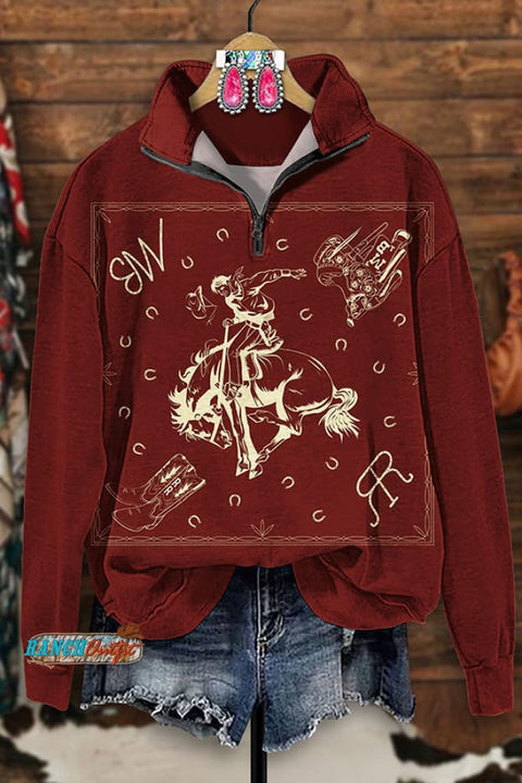 Vintage Western Rodeo Print Sweatshirt