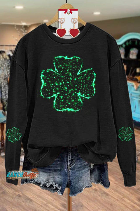 Chic Shamrock Print Long Sleeve Sweatshirt