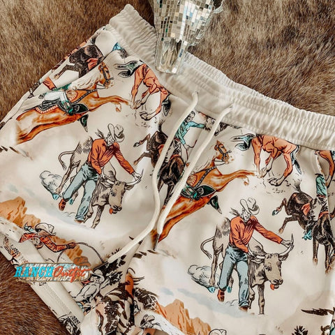 Women’s Cowboy Ranch Print Comfort Shorts/Pajama Pants/Lounge Pants