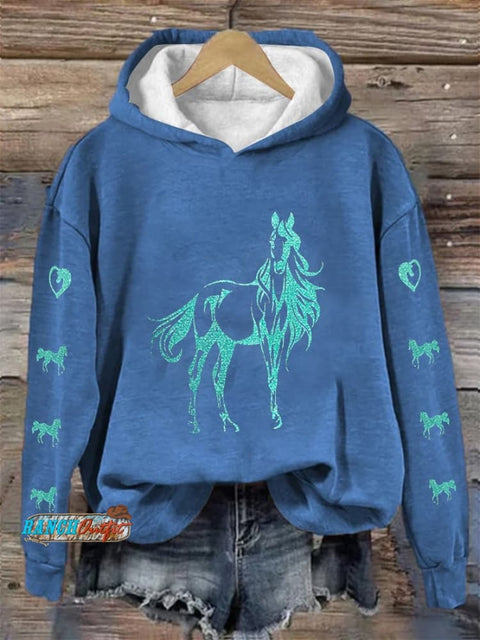 Women's Retro Casual Horse Print Sweatshirt