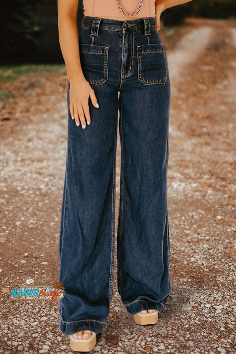 High Rise Pocket Wide Leg Jeans