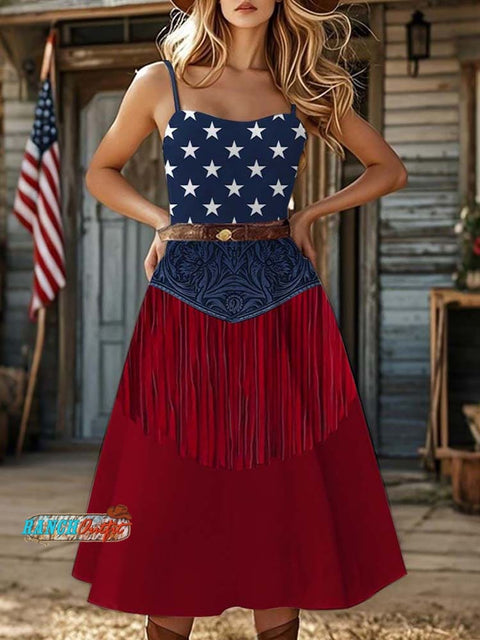 Women'S Vintage Independence Day Print Dress