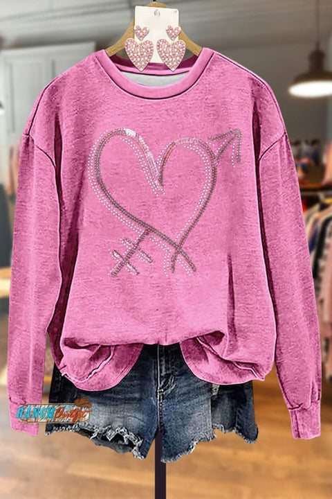 Sequin Arrow Heart Patch Sweatshirt