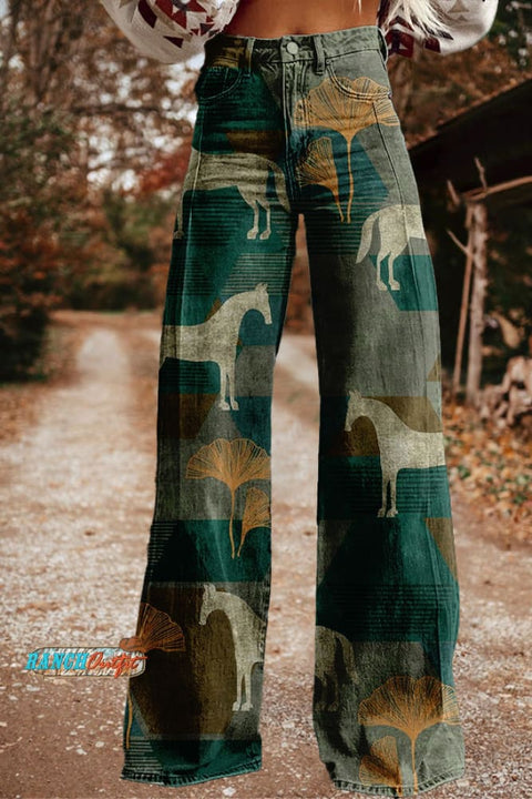 Vintage Western Horse Print Trousers