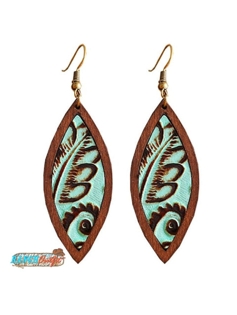 Western Style Leather Retro Embossed Drop Earrings