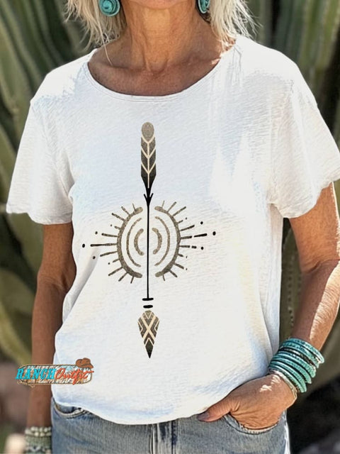 Arrow Print 100%Cotton Crew Tee T-Shirt