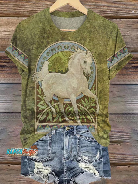 Green Horse Art Print T-shirt