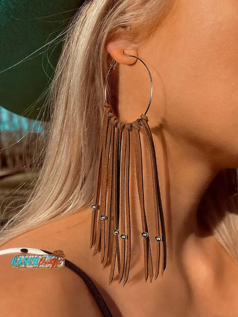 Bohemian Tassel Beading Hoop Earrings