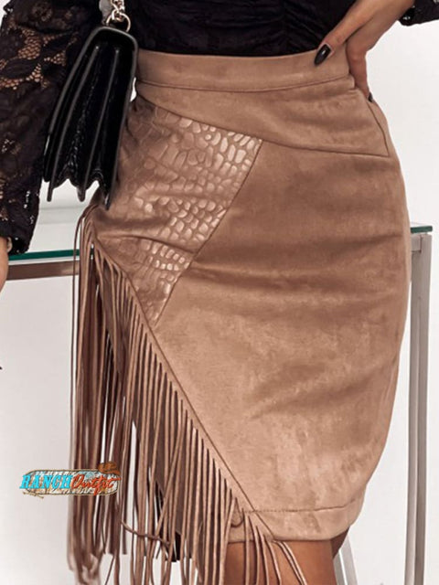 Women's Suede Fringed Skirt