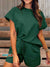 Solid Color Textured Fabric Crew Neck Top and Shorts Casual Two-piece Set