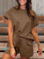 Solid Color Textured Fabric Crew Neck Top and Shorts Casual Two-piece Set