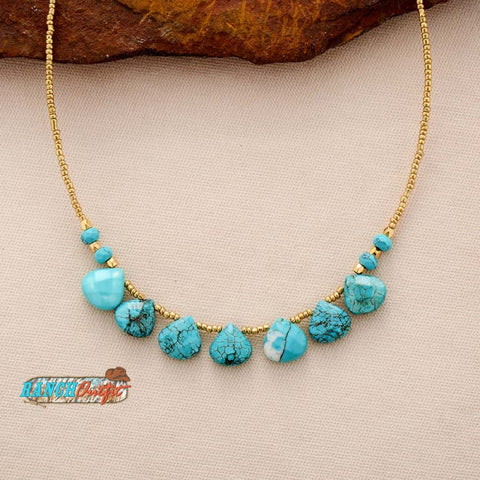 Turquoise & Gold Seed Bead Choker