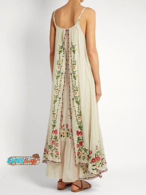 Casual Floral Print Sleeveless Loose Maxi Dress