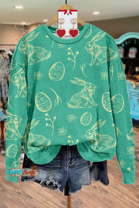 Easter Egg & Bunny Print Sweatshirt