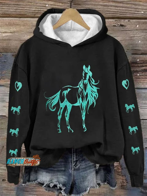 Women's Retro Casual Horse Print Sweatshirt