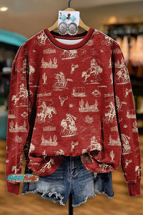 Vintage Western Rodeo Print Sweatshirt