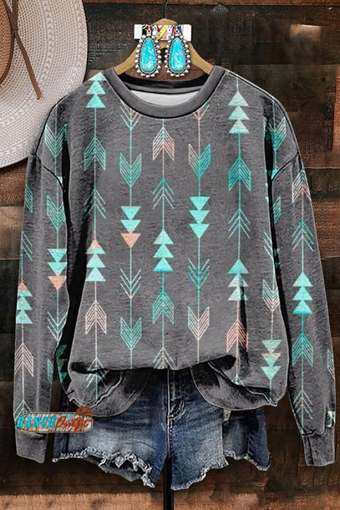 Retro Western Aztec Print Sweatshirt