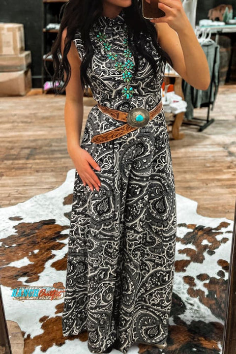 Pretty Paley Print Wide Leg Jumpsuit