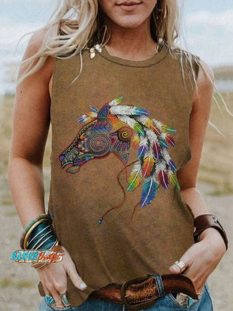 Women's Western Horse Pattern Vest