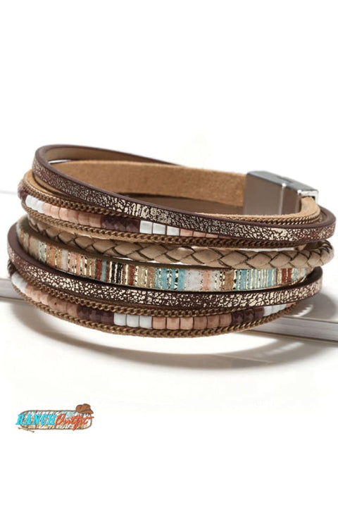 Bohemian Braided Leather Bracelet Khaki Accessories