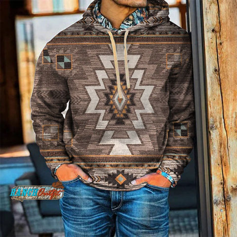 Men's Casual Western Aztec Print Hoodie