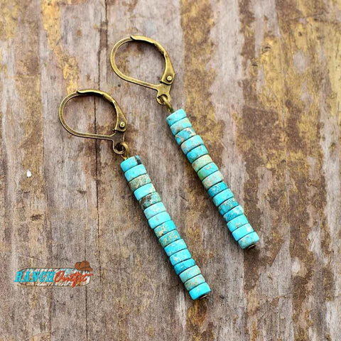 Natural Turquoise Tube Earrings