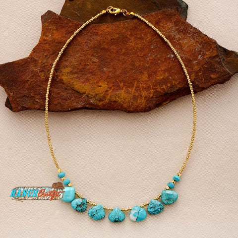 Turquoise & Gold Seed Bead Choker