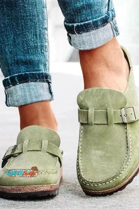 Casual Comfy Leather Slip On Sandals Green / Us4.5 Shoes