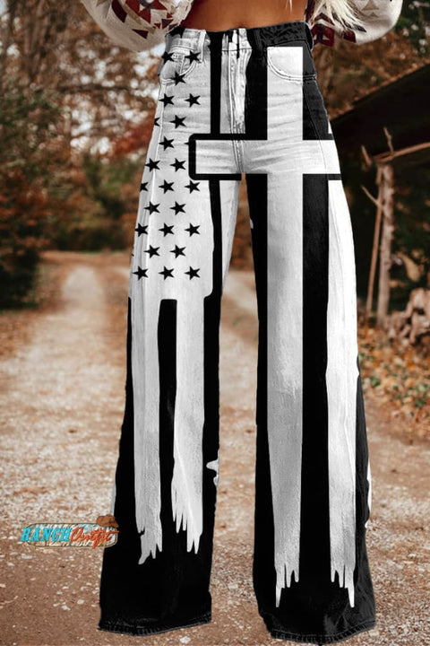Vintage Patriot's Day Print Trousers