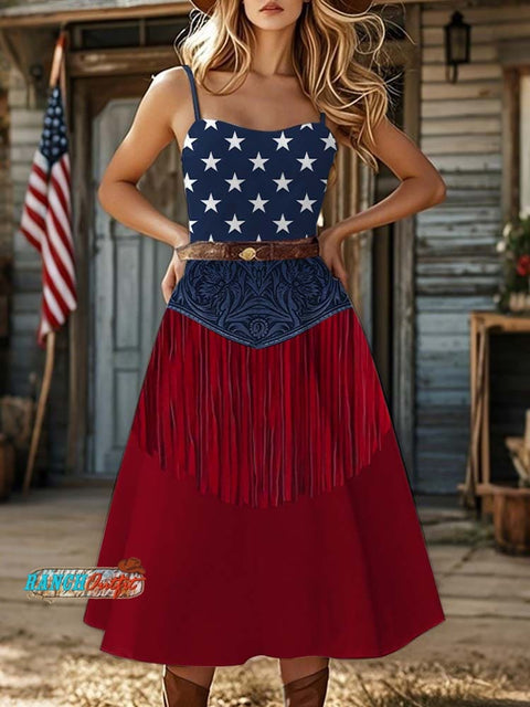 Women'S Vintage Independence Day Print Dress