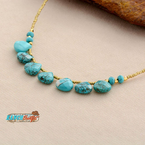 Turquoise & Gold Seed Bead Choker