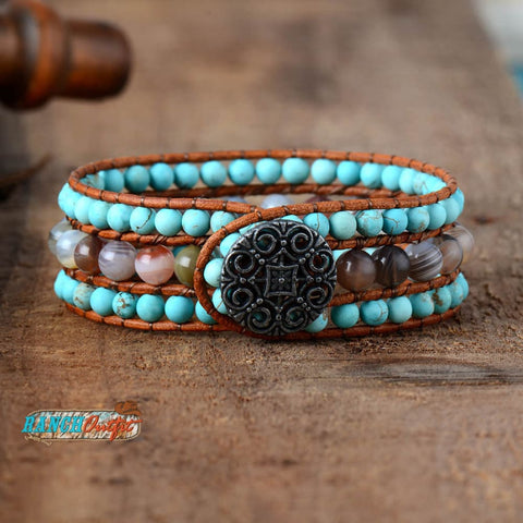 Turquoise & Botswana Cuff Bracelet