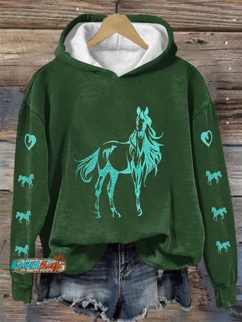 Women's Retro Casual Horse Print Sweatshirt