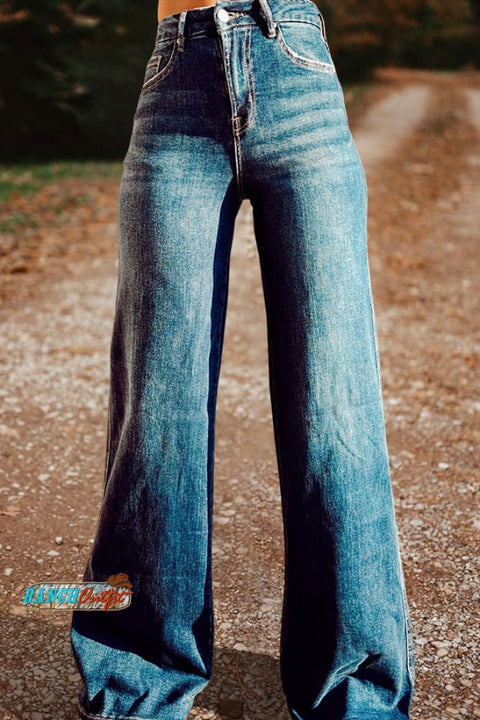 Vintage Washed Wide Leg Jeans