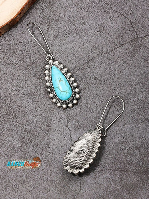 Women's Bohemian Metal Turquoise Drop Earrings