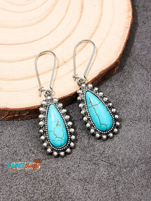 Women's Bohemian Metal Turquoise Drop Earrings