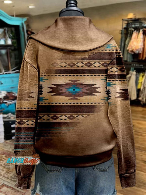 Aztac Print Cozy Plush Sweatshirt