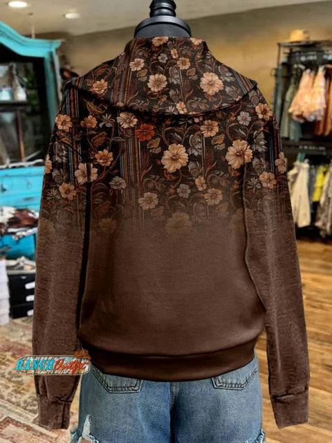 Brown Print Cozy Plush Sweatshirt