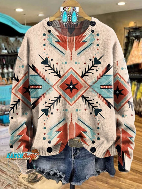 Aztac Print Cozy Plush Sweatshirt