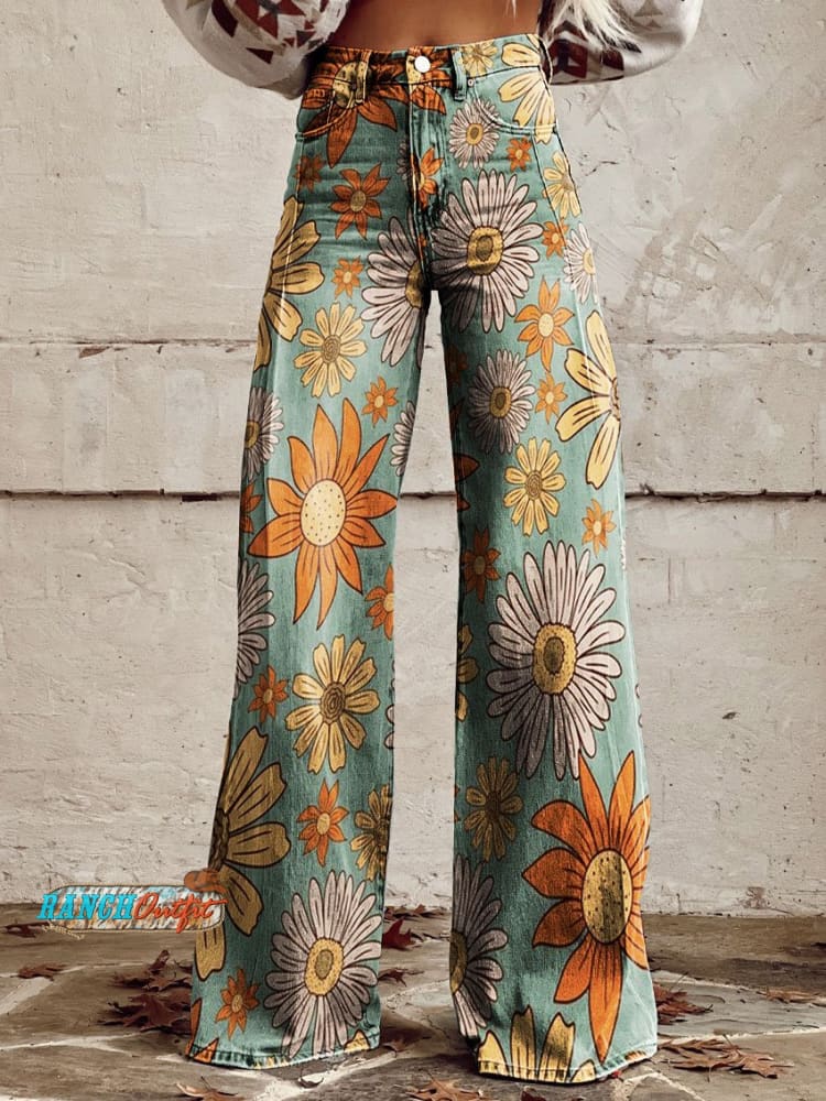 Wide Leg Pants for Women Petite Gibobby Women's Comfy Casual Pajama Pants  Floral Print Fold Waist Palazzo Lounge Pants Wide Leg Blue at  Women's  Clothing store